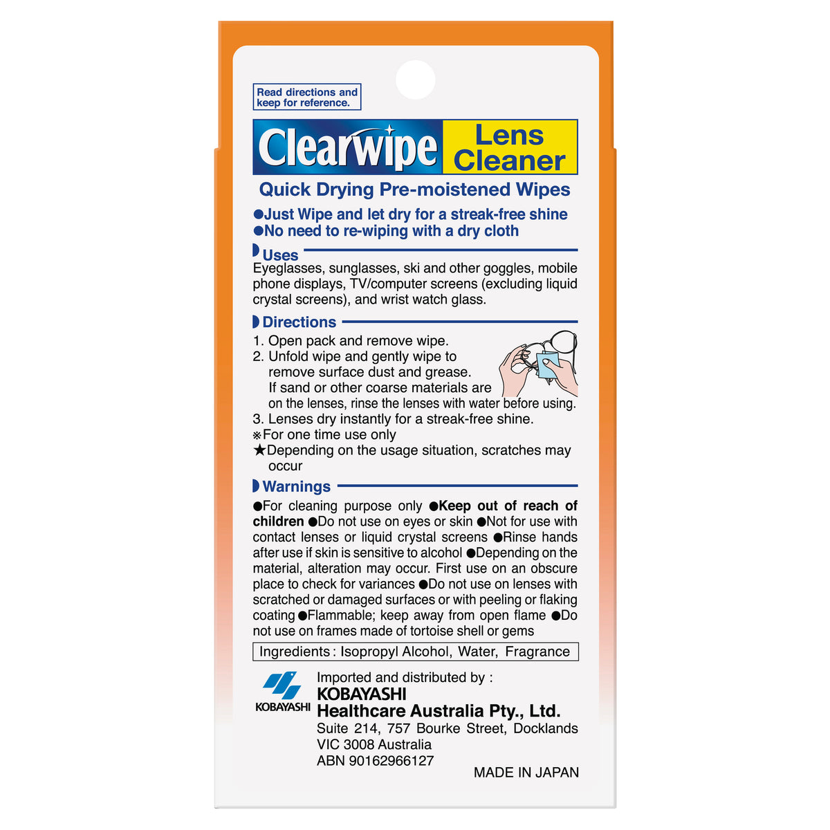 Clearwipe Lens Cleaner 60 Wipes