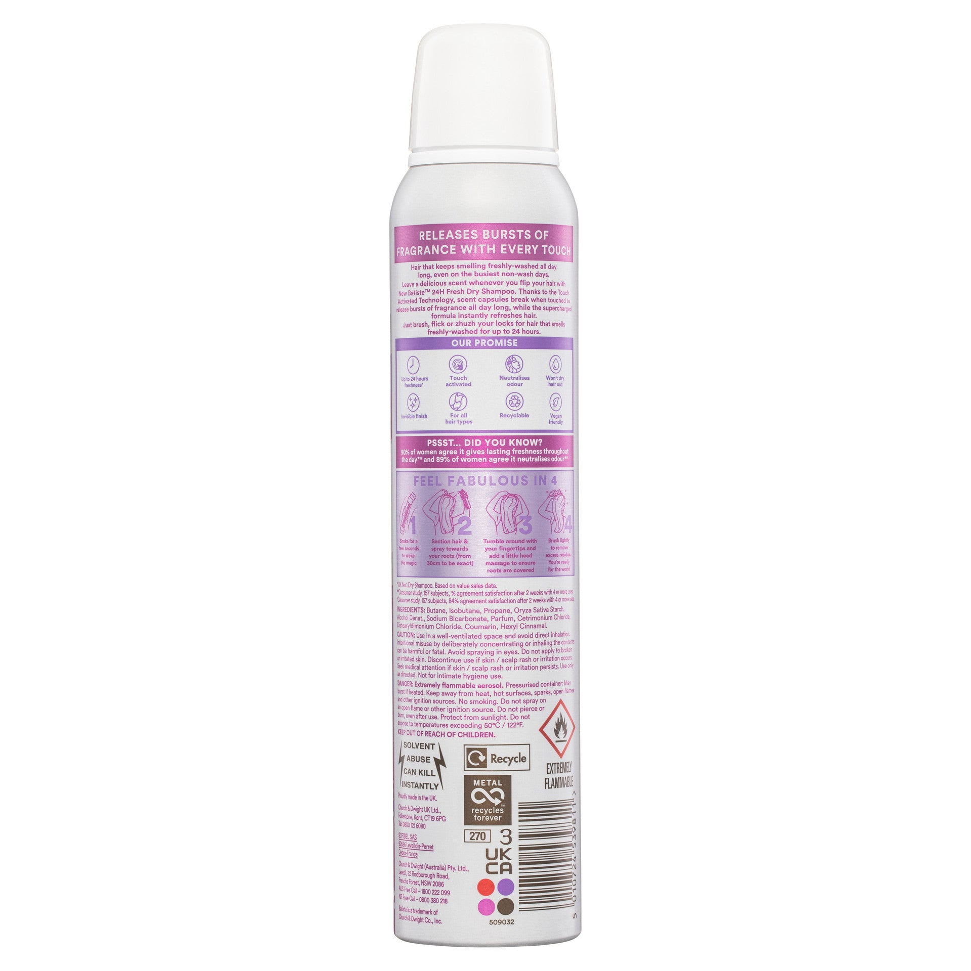 Batiste 24H Fresh Dry Shampoo 200ml