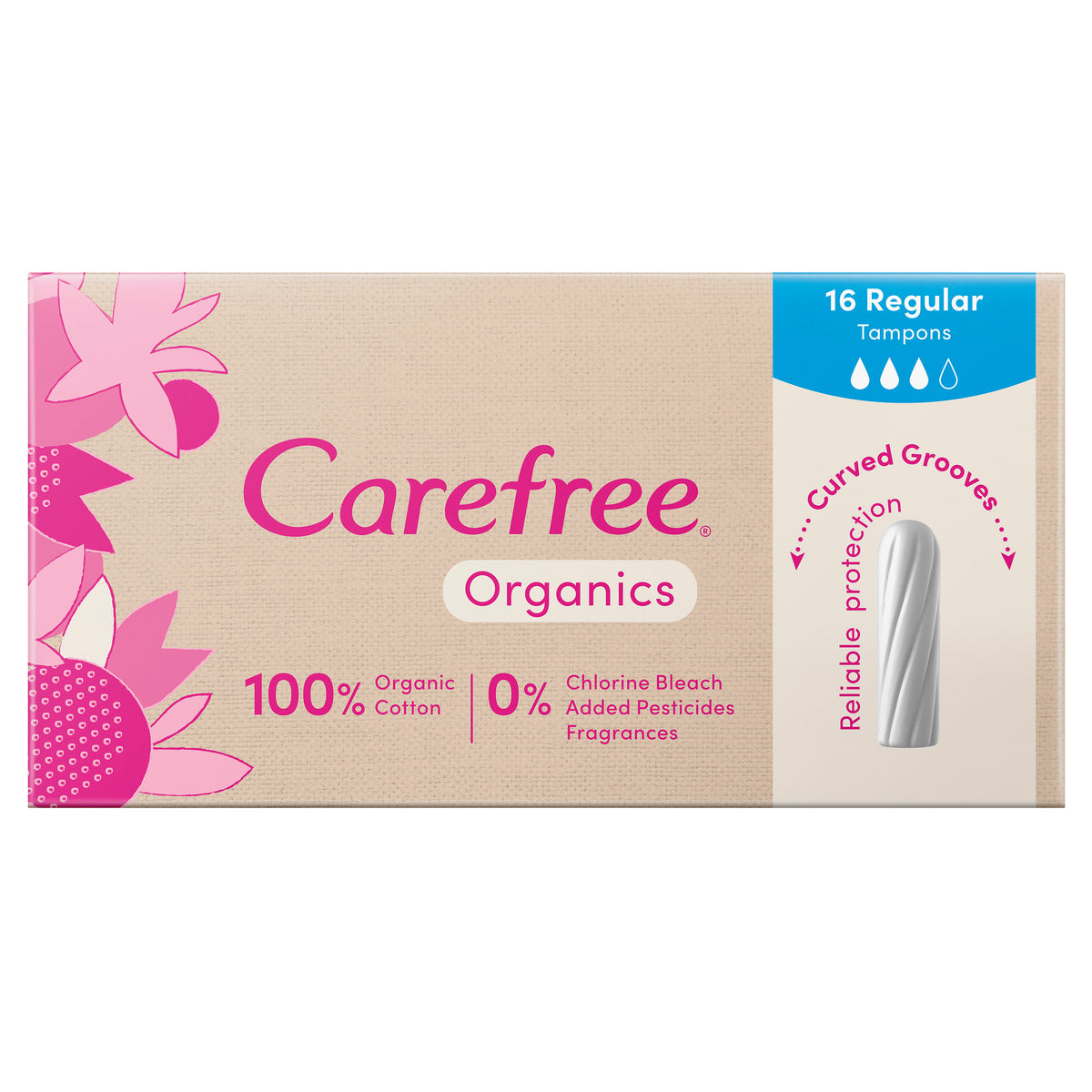 Carefree Organics Regular Tampons 16