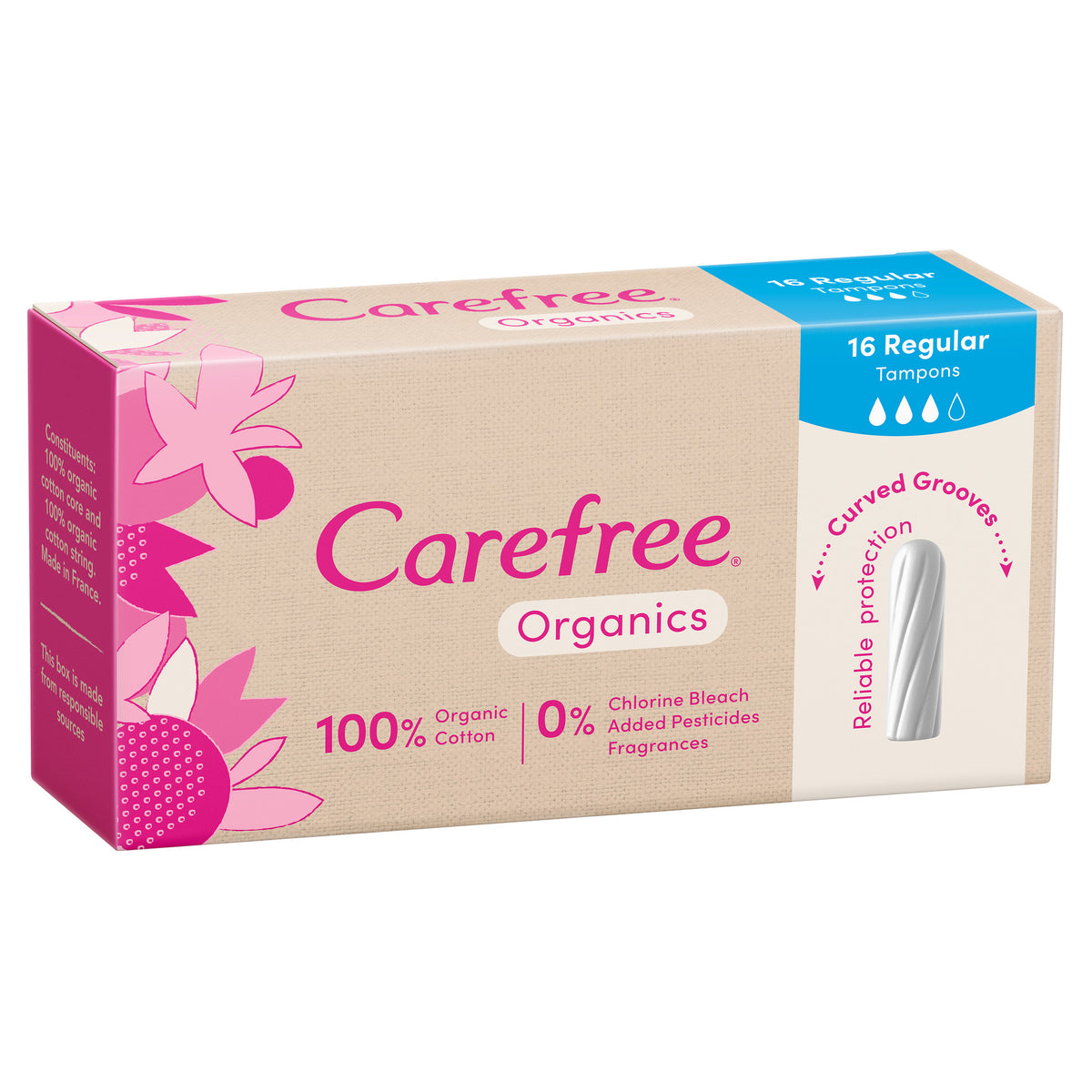 Carefree Organics Regular Tampons 16