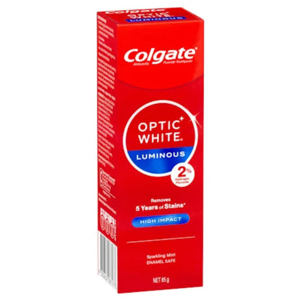 Colgate Optic White High Impact White Glistening Mint Teeth Whitening Toothpaste with hydrogen peroxide 85g