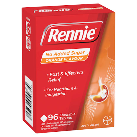 Rennie No Added Sugar Orange 96tab