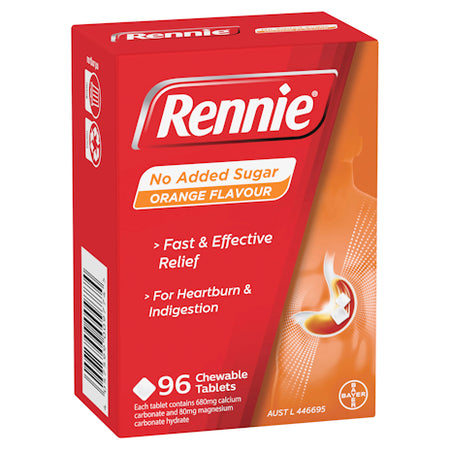 Rennie No Added Sugar Orange 96tab