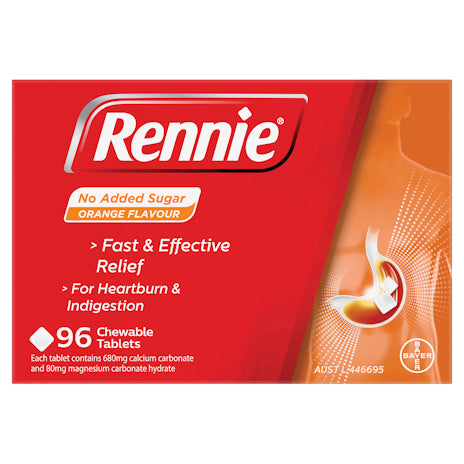 Rennie No Added Sugar Orange 96tab