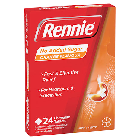 Rennie No Added Sugar Orange 24tab