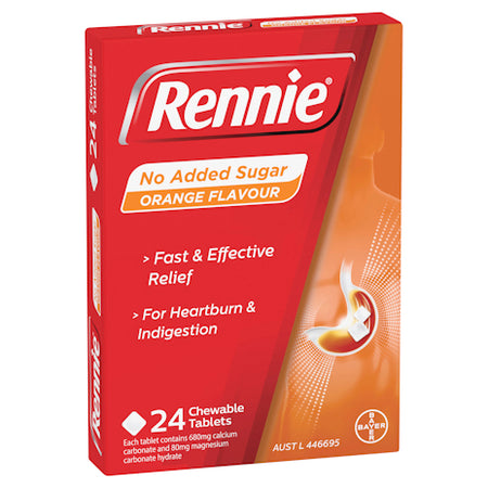 Rennie No Added Sugar Orange 24tab