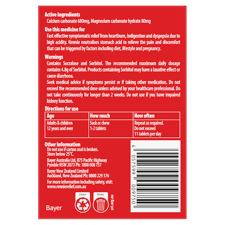 Rennie No Added Sugar Orange 24tab