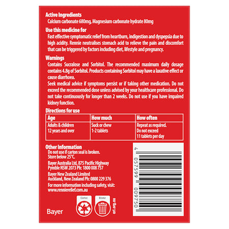 Rennie No Added Sugar Orange 24tab