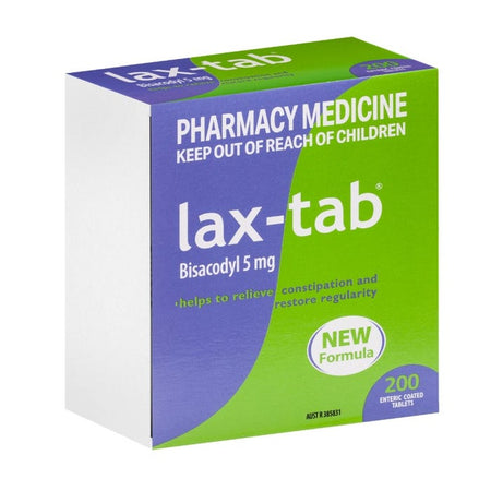 Lax-Tab bisacodyl 5mg Tablets 200 Blister Pack Generic for Dulcolax