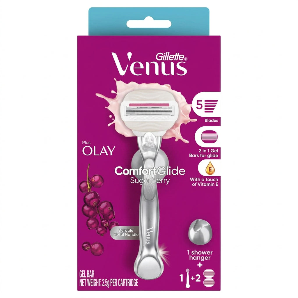 Gillette Venus Comfortglide Sugarberry Women's Razor + 2 Blade Refills