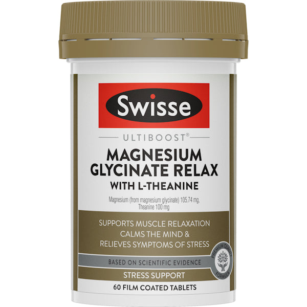 Swisse Ultiboost Magnesium Glycinate Relax With L-Theanine 60 Tabs
