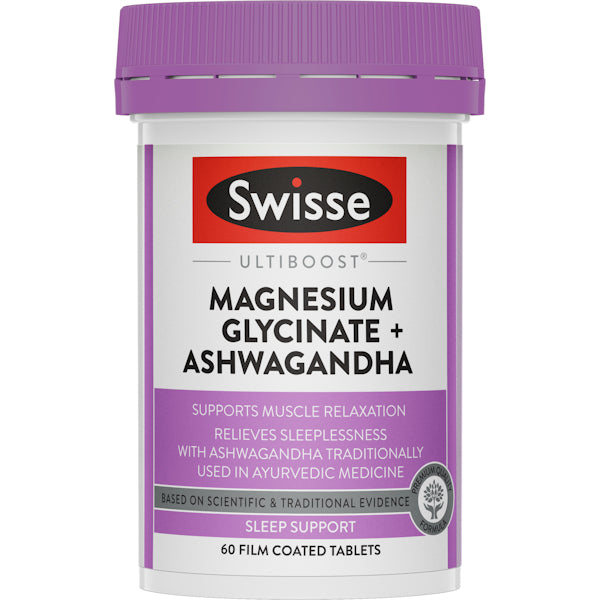 Swisse Ultiboost Magnesium Glycinate + Ashwagandha 60 Tabs