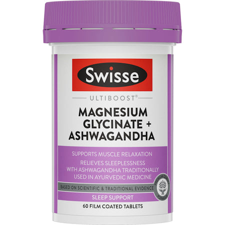 Swisse Ultiboost Magnesium Glycinate + Ashwagandha 60 Tabs
