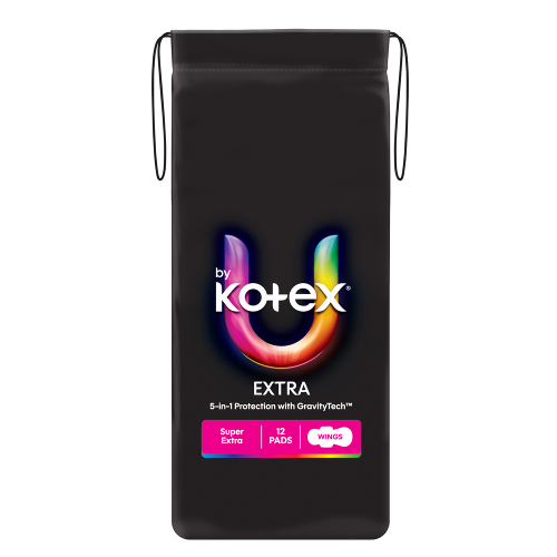 U by Kotex Extra Pads Super with Wings 12 Pack