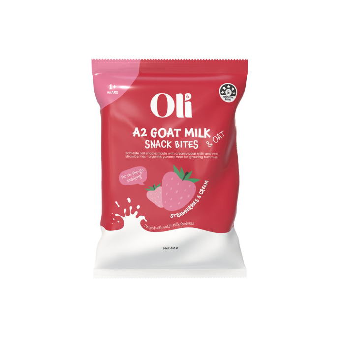 Oli6 Goat Milk & Oat Snack Bites Strawberry & Cream 60g