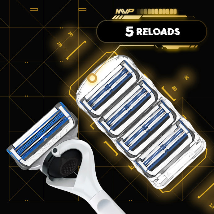 Gillette MVP Limited Edition Razor + 5 Blade Refill Cartridges