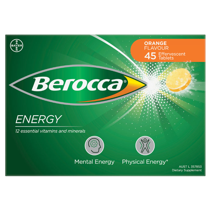 Berocca Energy Orange Flavour 45 Effervescent Tablets