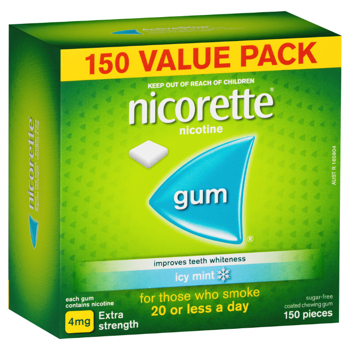 Nicorette Nicotine Gum Icy Mint Extra Strength 4mg 150 Pack