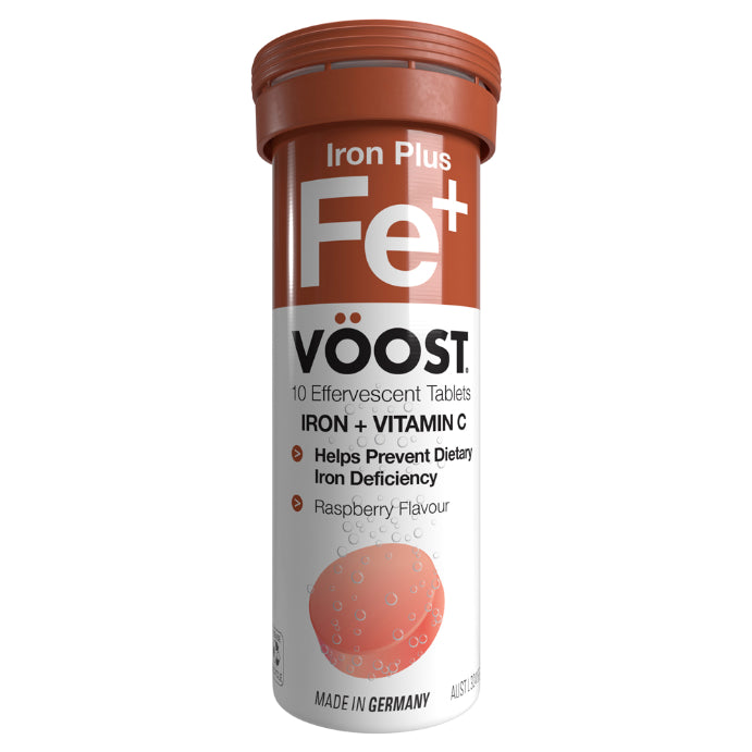 Vöost Iron + Vitamin C Raspberry Flavour 10 Tablets
