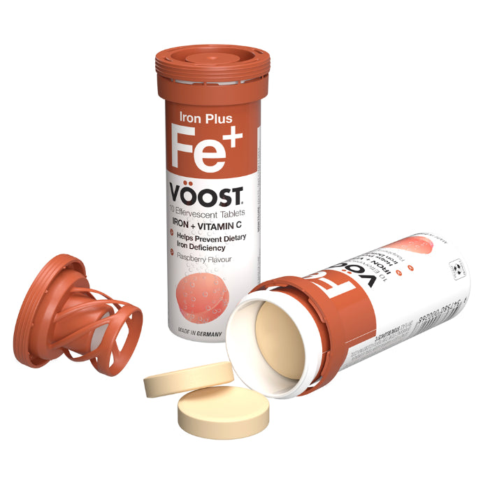 Vöost Iron + Vitamin C Raspberry Flavour 10 Tablets