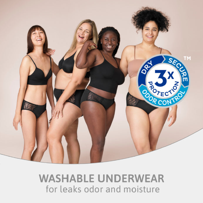 Tena Washable Absorbent Underwear Classic Black 10-12 1 Pack