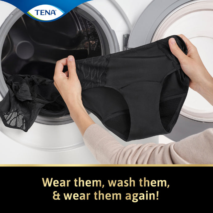 Tena Washable Absorbent Underwear Classic Black 10-12 1 Pack