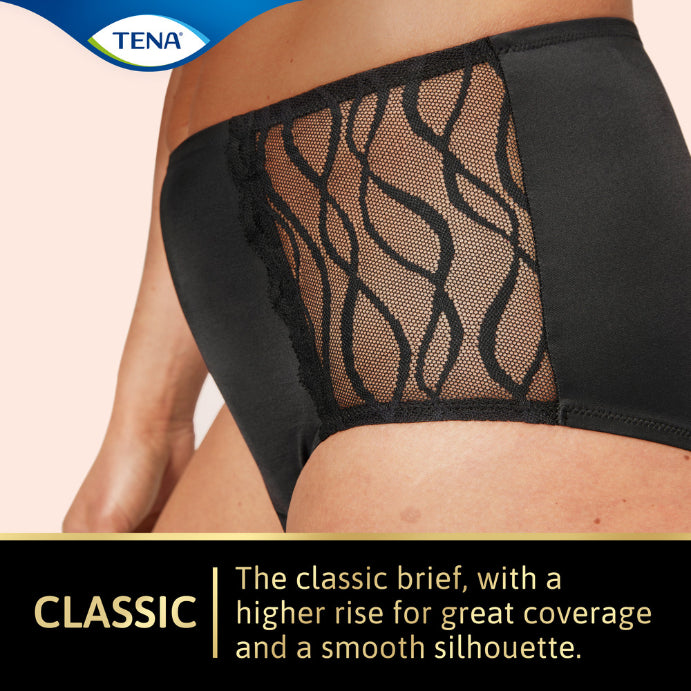 Tena Washable Absorbent Underwear Classic Black 10-12 1 Pack