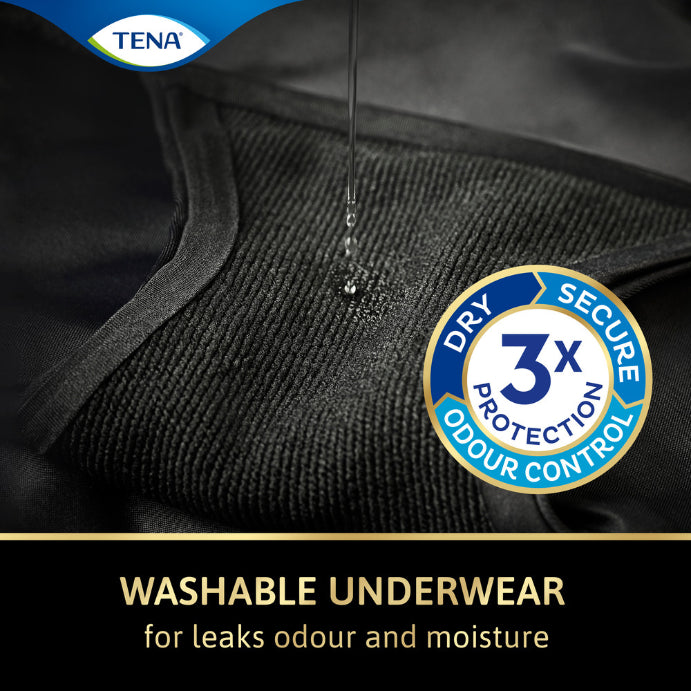 Tena Washable Absorbent Underwear Classic Black 14-16 1 Pack