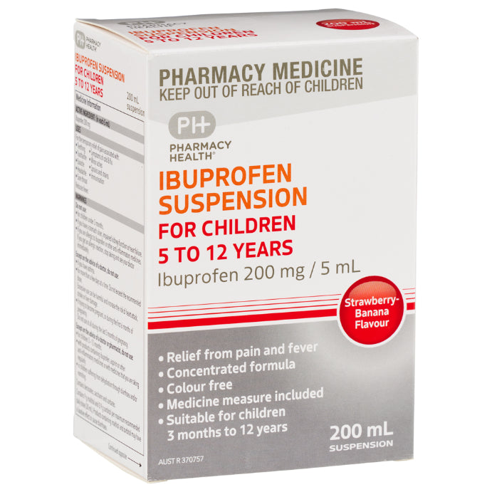 Pharmacy Health Ibuprofen Suspension 5-12 Years 200ml