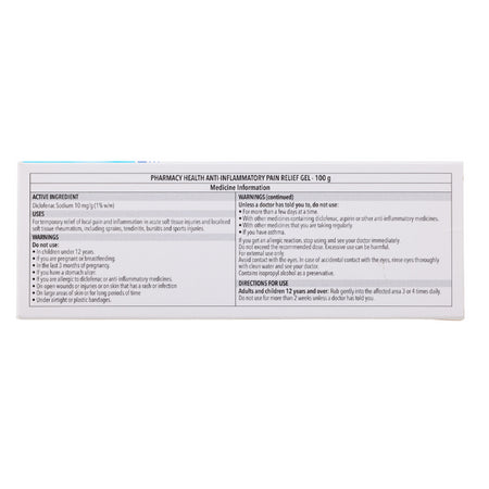 Pharmacy Health Anti-inflammatory Pain Relief Gel 100g