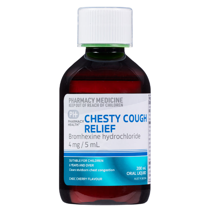 Pharmacy Health Chesty Cough Relief Bromhexine Hydrochloride 4mg/5ml 200ml