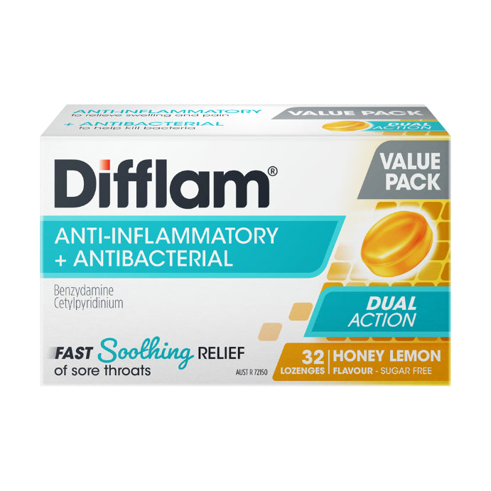 Difflam Anti-inflammatory + Antibacterial Honey Lemon 32 Lozenges