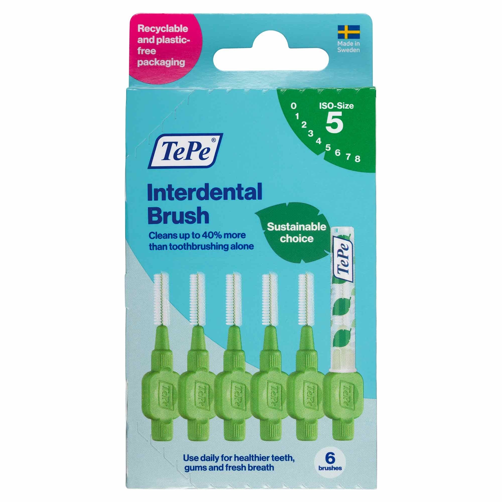 TePe Interdental Brush Medium Size 5 Green 6 Pack