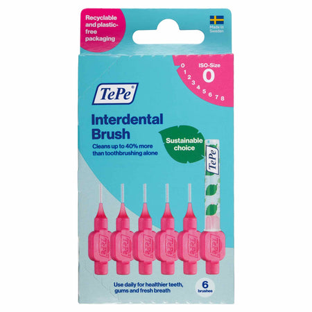 Tepe Interdental Brush 0.4mm Size 0 Pink 6 Pack