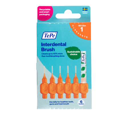 Tepe Interdental Brush 0.45mm Size 1 Orange 6 Pack