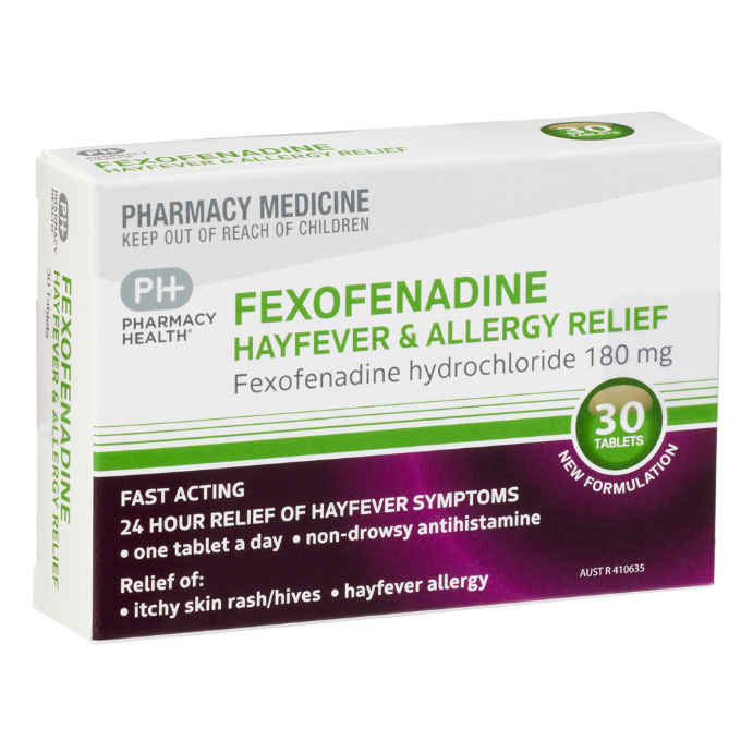 Pharmacy Health Fexofenadine 180mg 30 Tablets