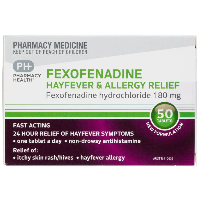Pharmacy Health Fexofenadine 180mg 50 Tablets