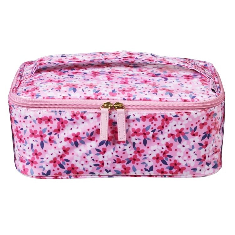 FEMME BEAUTE TRAIN CASE PINK FLORAL