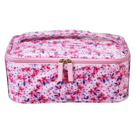 FEMME BEAUTE TRAIN CASE PINK FLORAL
