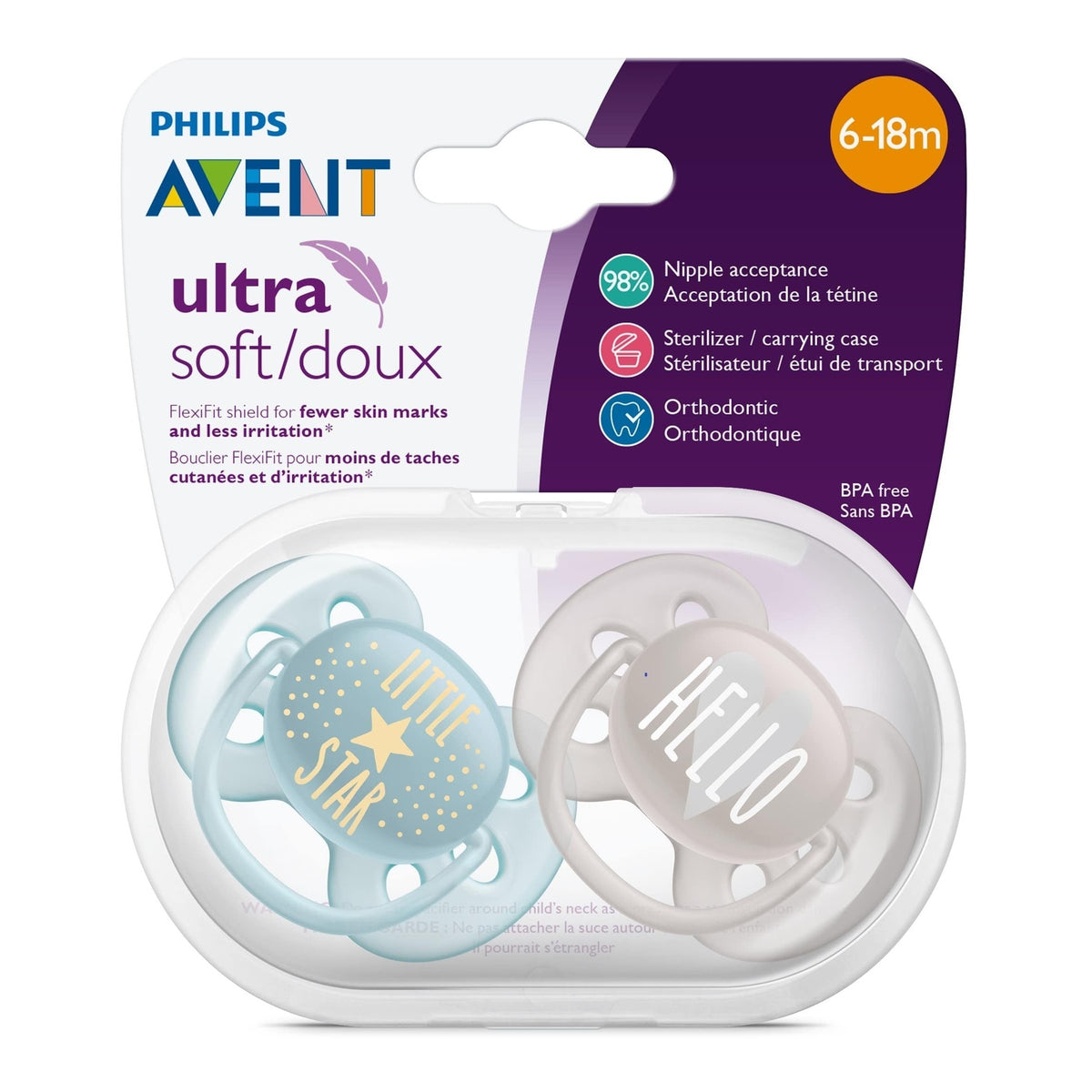 Avent Ultra Soft Soother Neutral 6 - 18 Months 2 Pack