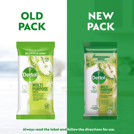 Dettol Multipurpose Disinfectant Wipes Crisp Apple 110 Pack
