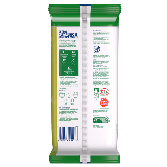 Dettol Multipurpose Disinfectant Wipes Crisp Apple 110 Pack