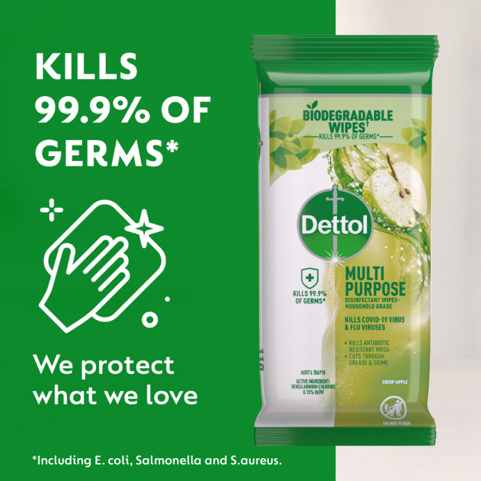 Dettol Multipurpose Disinfectant Wipes Crisp Apple 110 Pack