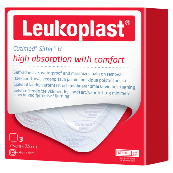 Leuko Leukoplast Cutimed Siltec B 7.5cm X 7.5cm 3 Pack
