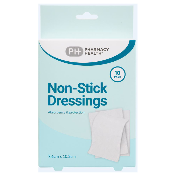 Pharmacy Health Non Stick Dressing 7.6cm X 10.2cm 10 Pack