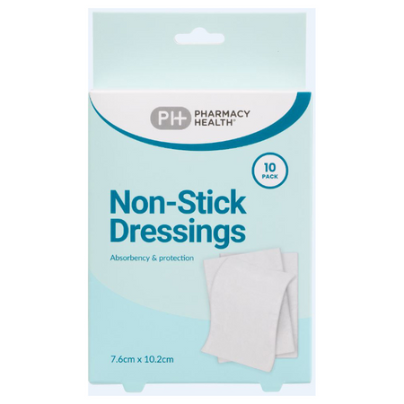 Pharmacy Health Non Stick Dressing 7.6cm X 10.2cm 10 Pack