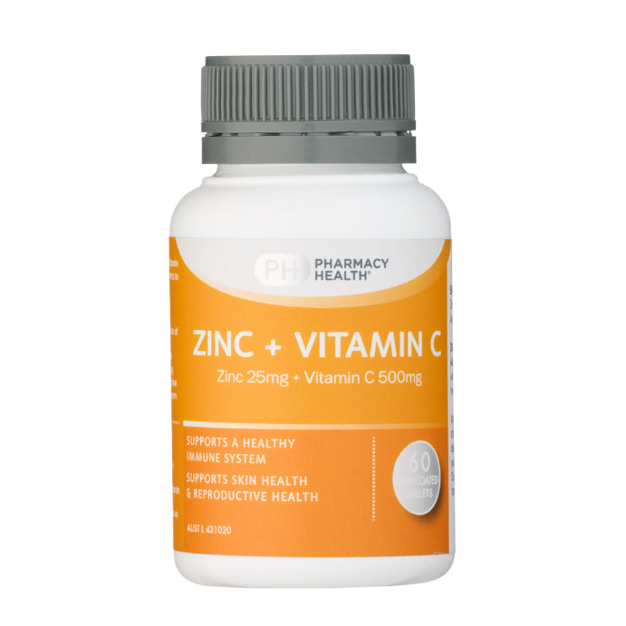 Pharmacy Health Zinc + Vitamin C 60 Tablets