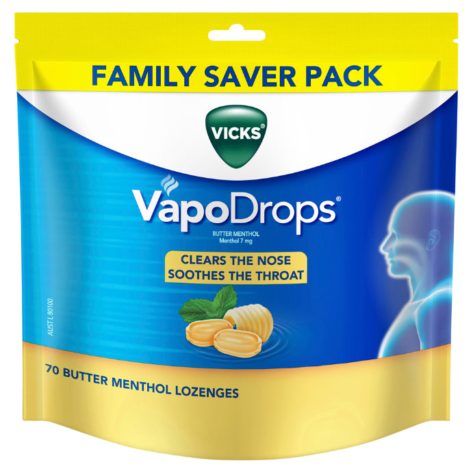 Vicks Vapodrops Butter Menthol 70 Lozenges