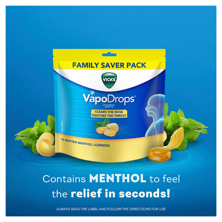 Vicks Vapodrops Butter Menthol 70 Lozenges