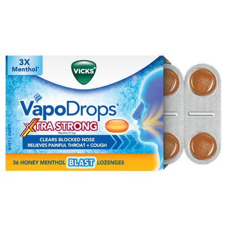 Vicks Vapodrops Xtra Strong Honey Menthol 36 Lozenges